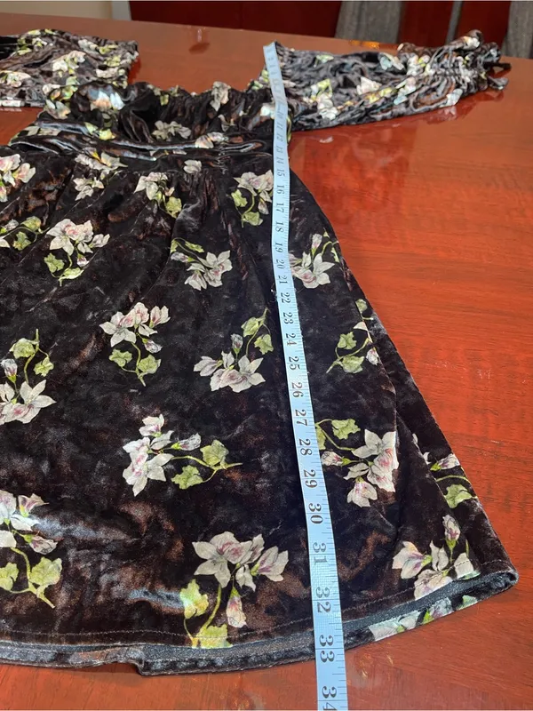 Hutch Black Velvet Floral Ruched Square Neck Mini Dress Size M Whimsigoth - Image 12