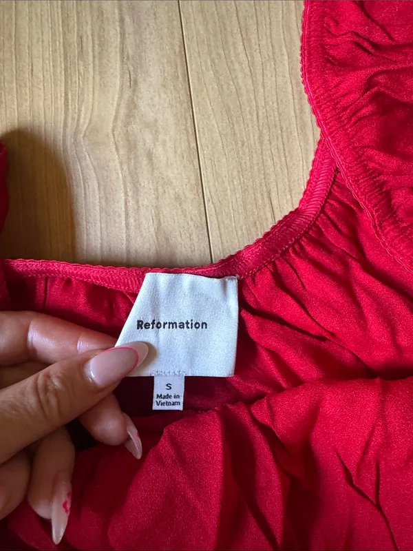Reformation Scarlet Red Off-Shoulder Dress - Image 2
