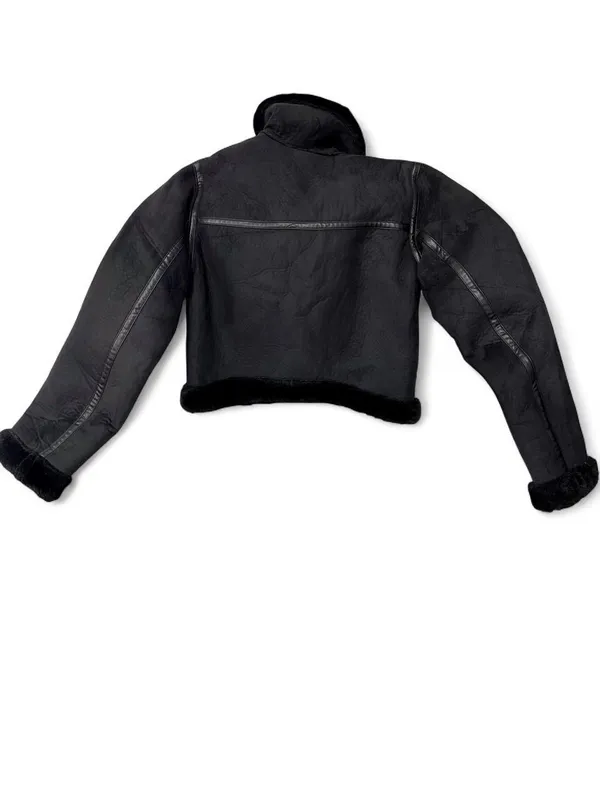 Pull&Bear Black Faux Shearling Aviator Jacket Size S - Image 3