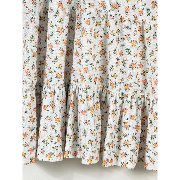 ASOS Dress Sz 16 Floral Smocked‎ Babydoll Crepe Puff Sleeve Tiered Boho - Image 7
