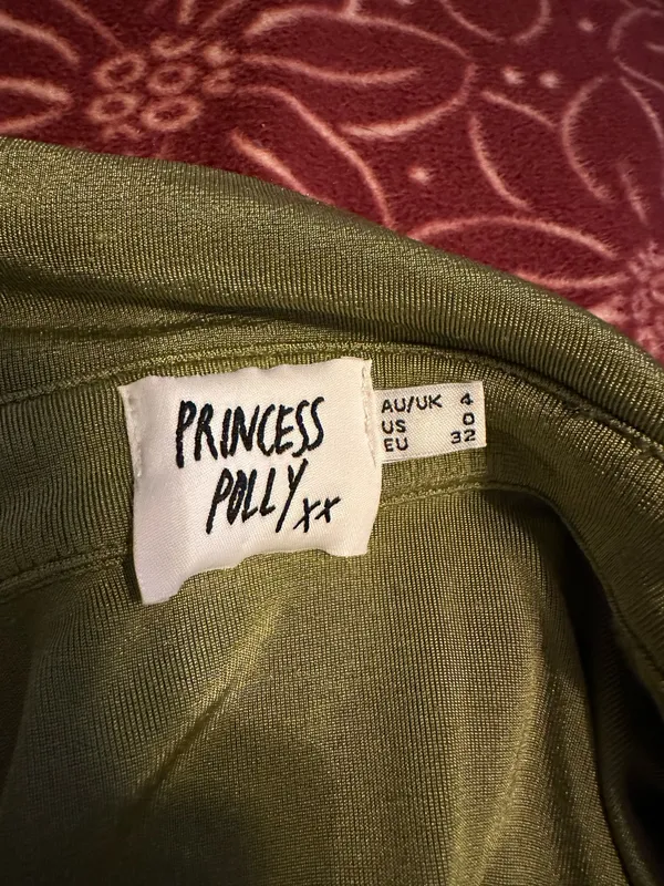 Princess Polly Green Collared Button-Up Long Sleeve Top Women's Size 0 - Image 2