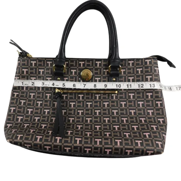 Tommy Hilfiger Monogram‎ Satchel Tote Bag – Brown/Black - Image 11