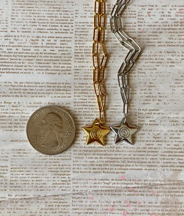 Handmade grunge y2k star swirl fully gold stainless steel chain necklace💫🌀 - Image 6