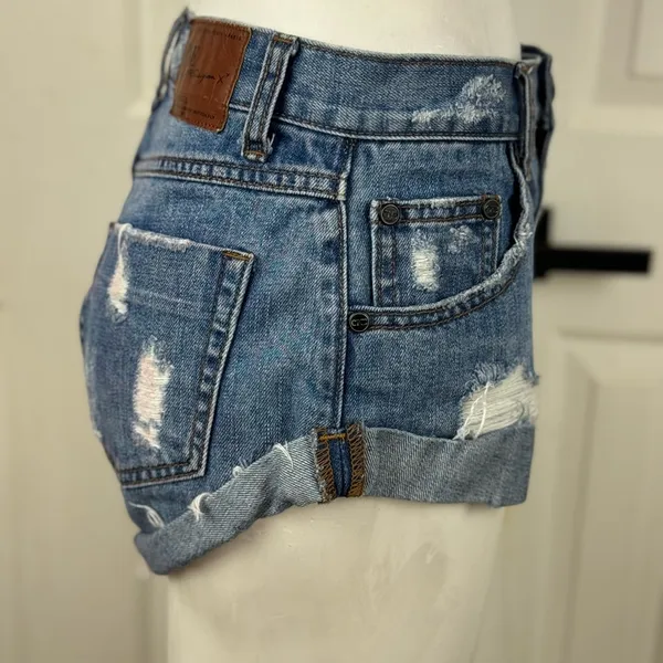 One X One Teaspoon Harlets High Rise Exposed Button Fly Jean Shorts 24 - Image 5