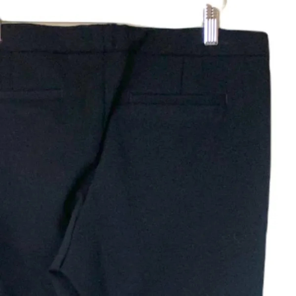 Ecru Black Faux Suede Leather Ponte Slim Leg Ankle Pants Women's Size Large - Image 6