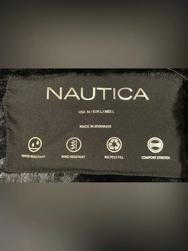 Nautica NWT Women Size M Black Hooded Puffer Jacket Coat Water Resistant Stretch - Image 9
