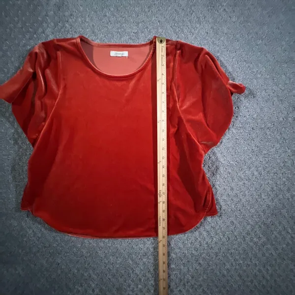 Madewell Velvet Top Womens Medium‎ Burnt Orange Short Sleeve Relaxed Fit - Image 8