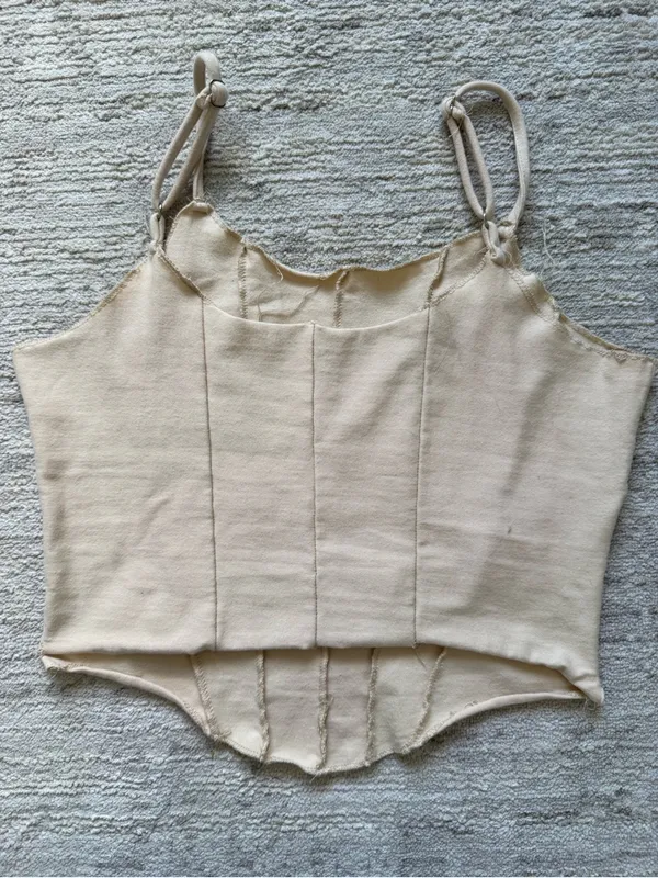 SHEIN Beige Corset-Style Crop Top (Size XS) - Image 4