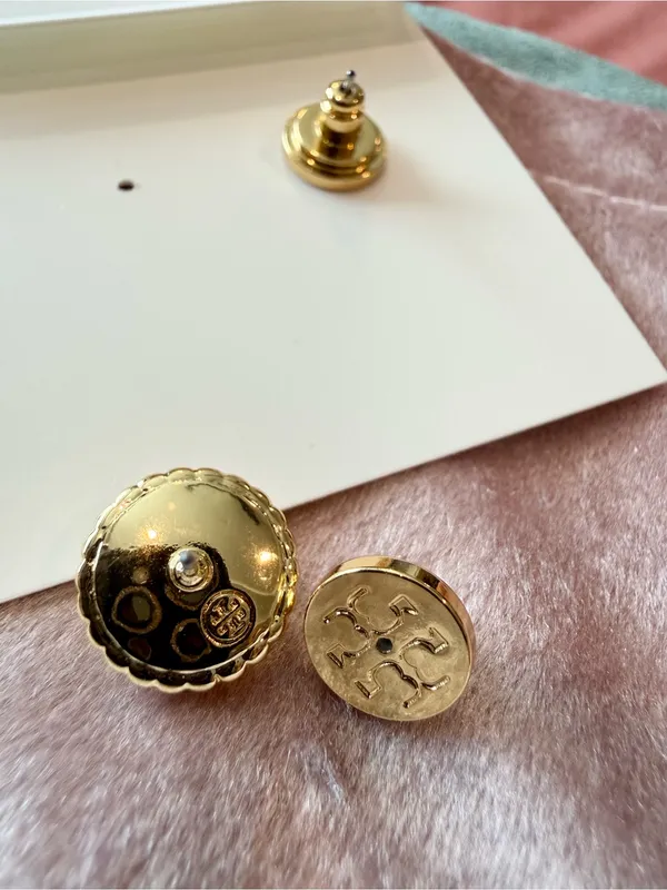 Tory Burch | Gold Plated Rose Quartz Stud Earrings - Image 3