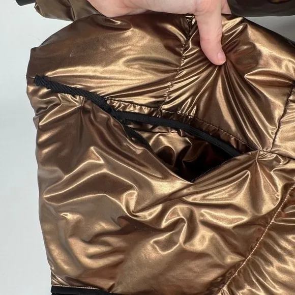 Athleta Lofty Down Puffer Jacket Size Small Bronze Metallic Winter Coat Gorpcore - Image 5