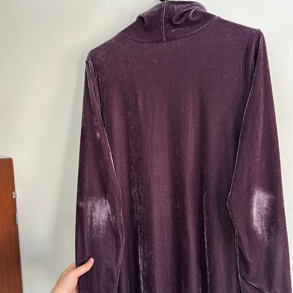 Soft Surroundings Plum Purple Velvet Cowl Neck Maxi Dress Long Sleeve 2EZ97 L - Image 9