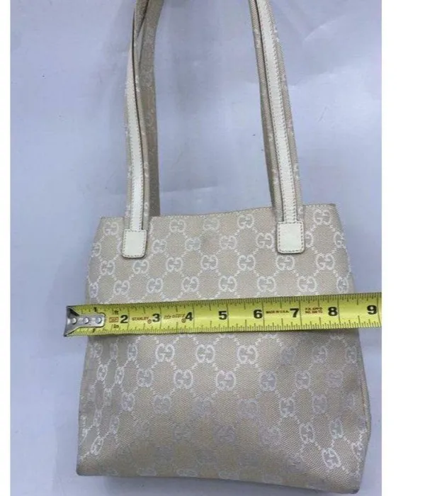 gucci vintage white jacquard fabric shoulder bag - Image 6