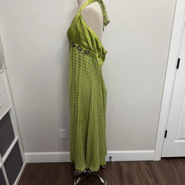 Vtg 60‎ Style Sz 16 Silk Maxi Halter Dress Babydoll Retro Academia Nature Artsy - Image 7