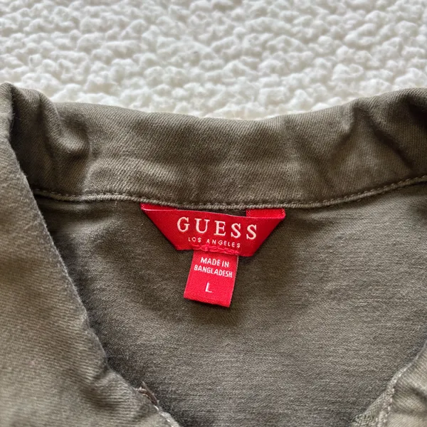 GUESS Olive Green Zip Up Utility Romper Short Sleeve Safari Gorpcore Cargo Large - Image 8