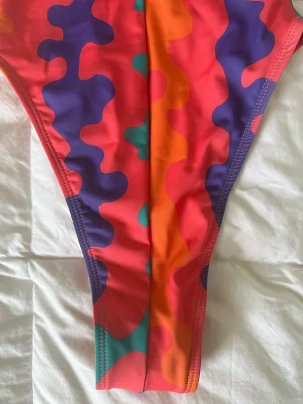 One Piece Swimsuit in Orange Purple Pink XS - Image 7