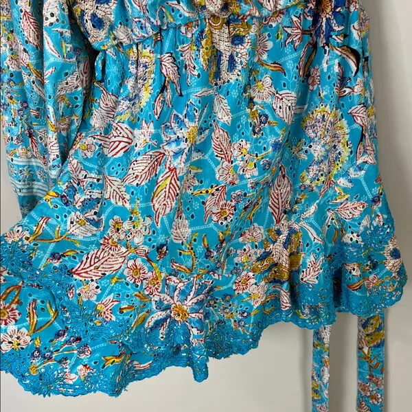 Hemant and Nandita One Shoulder Dress Eyelet Size XS Mini Dress - Image 5