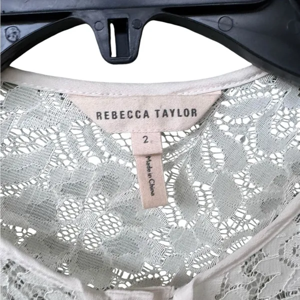 Rebecca Taylor Women's Long Sleeve Silk and Lace Top in white 2 - Image 3