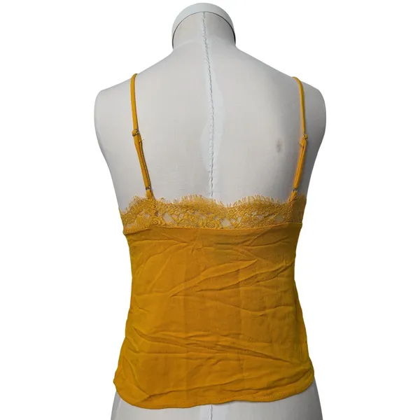 Forever 21 Mustard Yellow Lace Trim Camisole Top Small‎ Adjustable Straps - Image 10