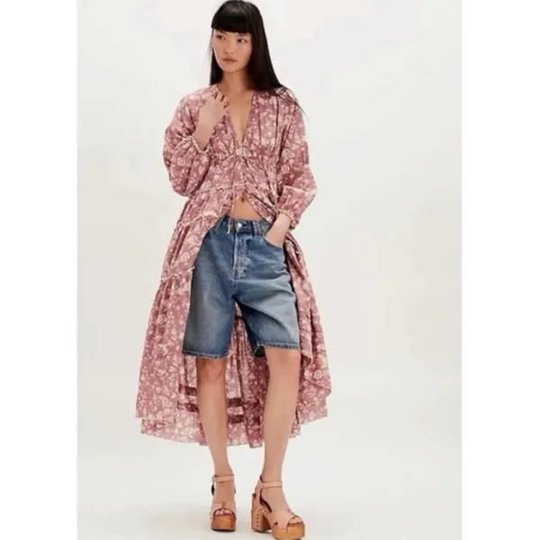 Free People Ethereal Dainty Cottage Pappiet Midi Dress Rose Maxi Top Large - Image 15