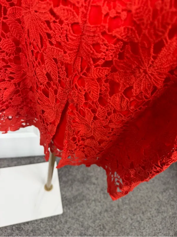 Soprano Size M Red Floral Lace Midi Dress Spaghetti Strap NWOT - Image 9