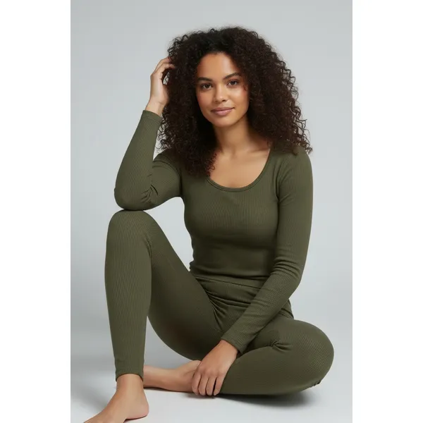 No Boundaries Womens Top Sz S Green Seamless Rib Knit Crop Long Sleeve Casual - Image 4