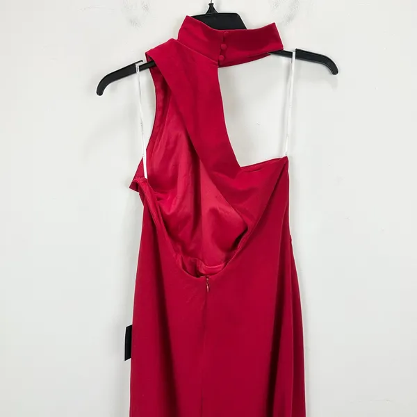 Lulus Keep It Interesting Red Asymmetrical Cutout Halter Maxi Dress Long XL NWT - Image 10