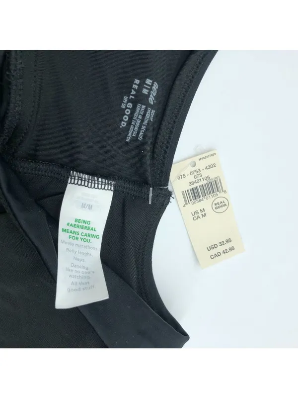 Aerie Bikini Top Removable Cups Scoop Neck Black M - Image 3