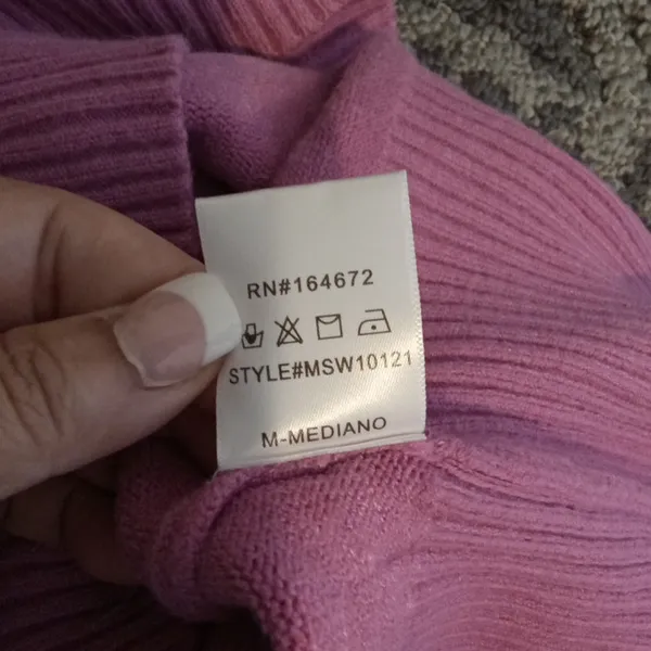 &MERCI pink Mock Neck Long Sleeve Viscose Blend Pull Over Sweater Sz M - Image 6