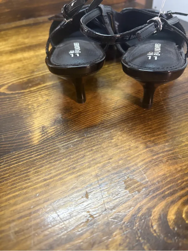 No boundaries black kitten heel sling back shoes size 11 - Image 4