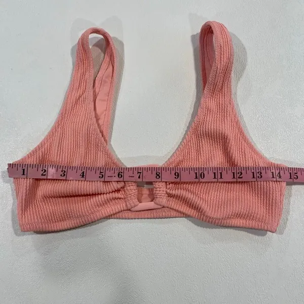 Aerie Real Good Ribbed Bikini Top Pink Scoop Neck Cutout Swimsuit Large - Image 7