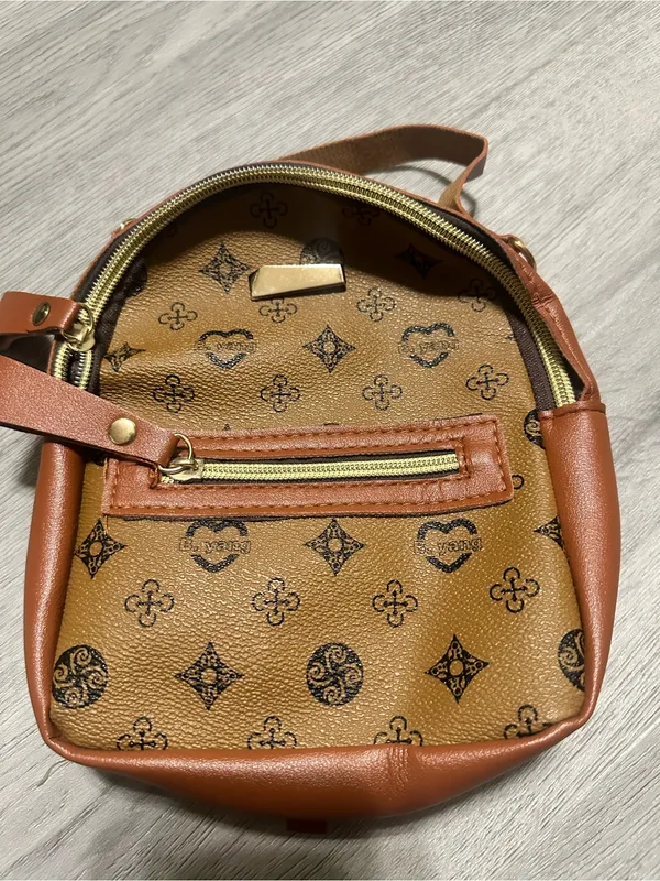 Women's Brown Monogram Crossbody Backpack - Image 7