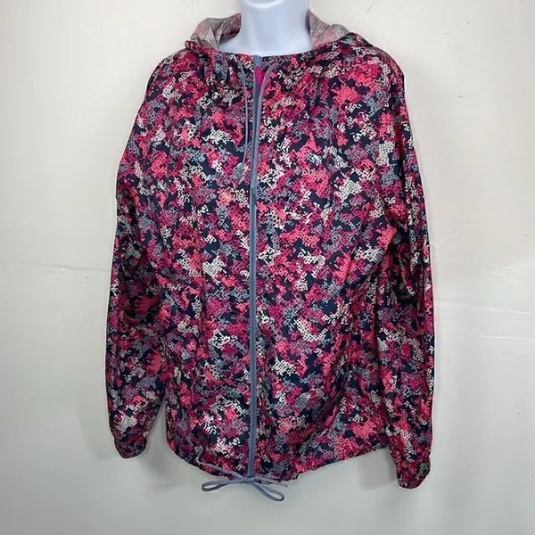 Columbia Windbreaker Light Jacket Full Zip Pink Camouflage size Large - Image 2