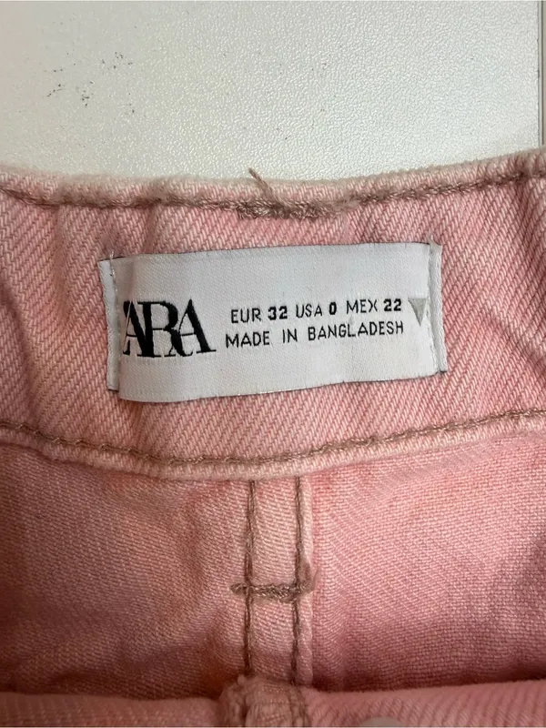 Zara Dusty Pink Frayed Denim Shorts size 0 - Image 5