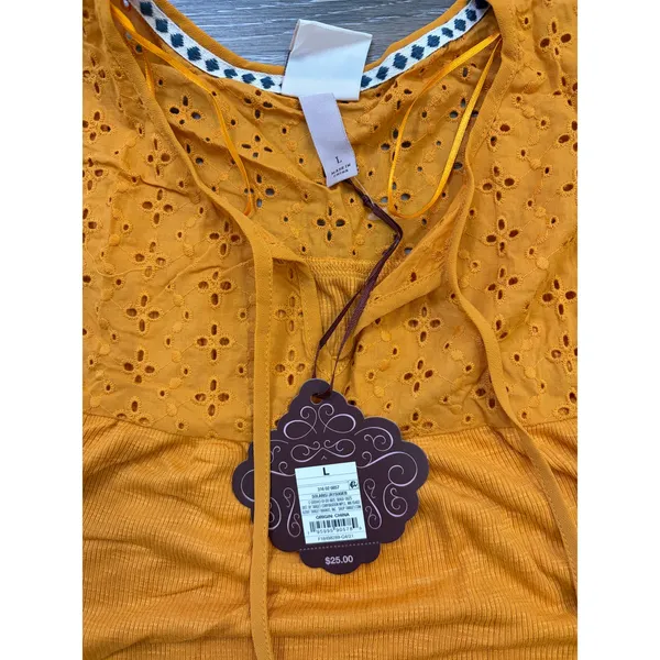 Knox Rose Women's Solaris Orange Eyelet Lace Rib Knit Tank Top, Large - Image 7
