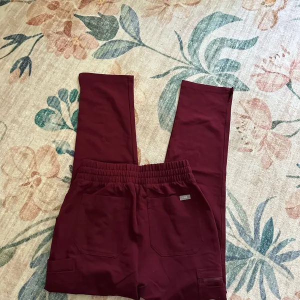 FIGS Yola High Waisted Pant In Burgundy - Image 7