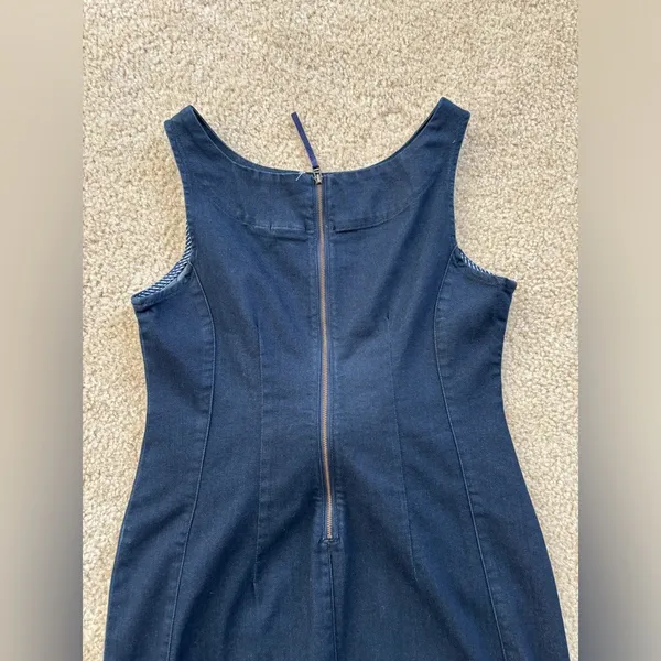 Anthropologie Holding Horses Dress Women's Petite 6 Denim Clara Tie Waist Mini - Image 5