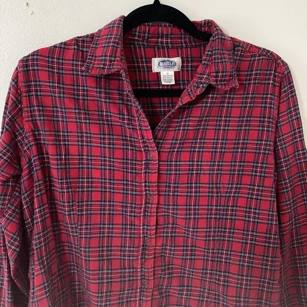Vintage 90s Red Plaid‎ Outsoorsy Barn Chores Western Cotton Button Up Shirt M - Image 2