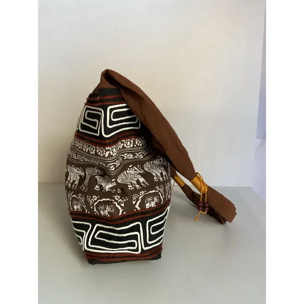 Elephant Print Boho Hobo Shoulder Bag Brown Tribal Ethnic Tote Purse Women - Image 6