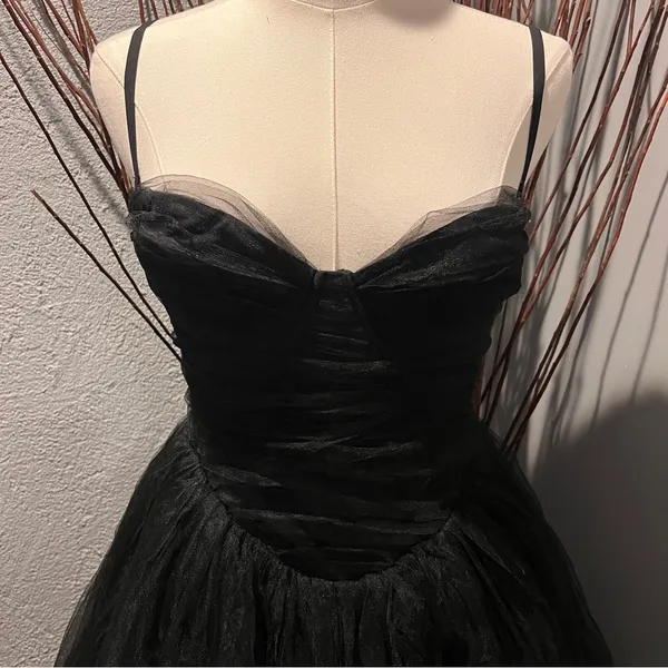 Nwt Oh Polly Black Tulle Sweetheart Neck Midi Dress Size 8 - Image 3