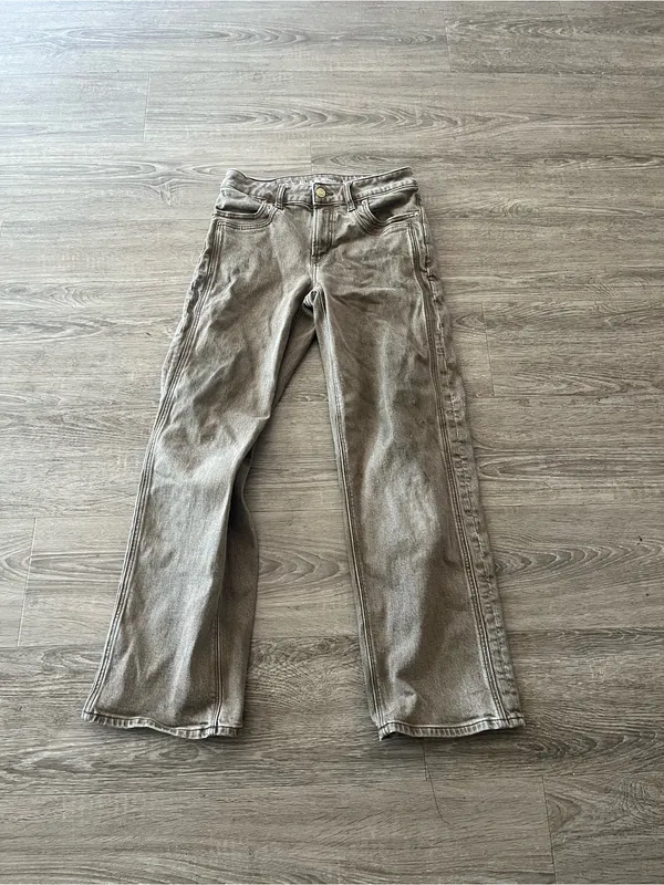 American Eagle Stovepipe Jeans Womens 2 Brown Taupe High Rise Straight Stretch - Image 2
