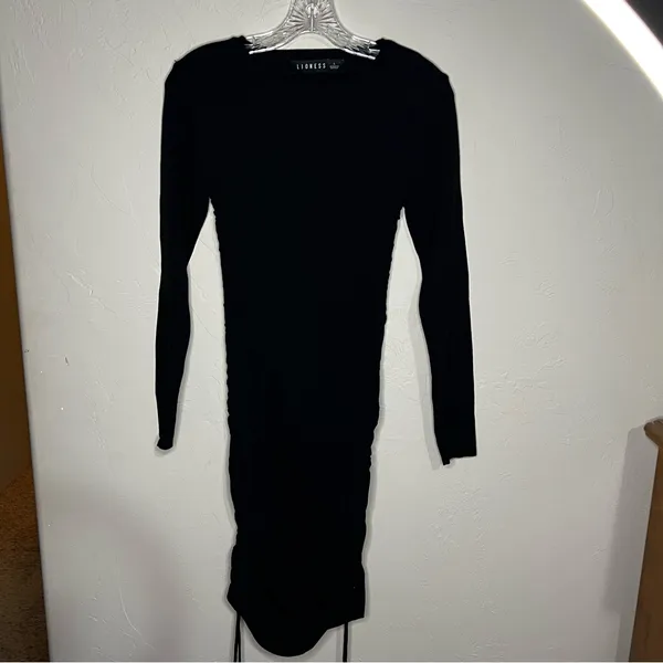 Lioness Black Easy‎ Village Long Sleeve Cinched Sides Sweater Dress - Image 3