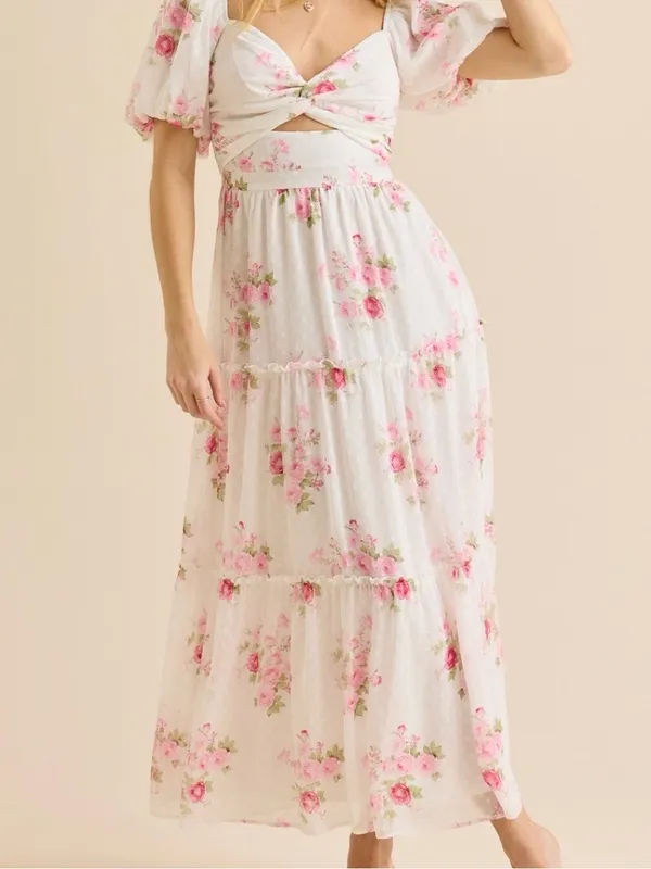 NEW Altar’d State White & Pink Floral Maxi Dress Size Small NWT - Image 2