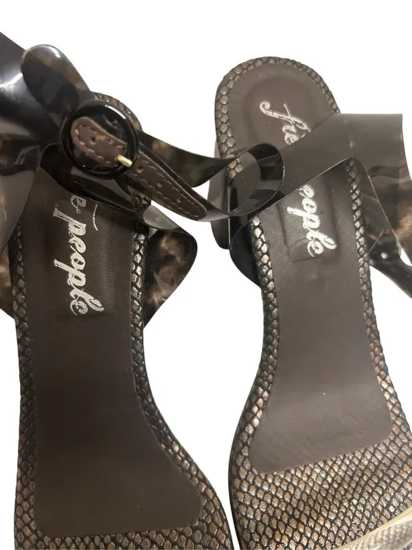 Free People Natal Ankle Snake Skin Block Heel Sandals Size 10 Clear - Image 4