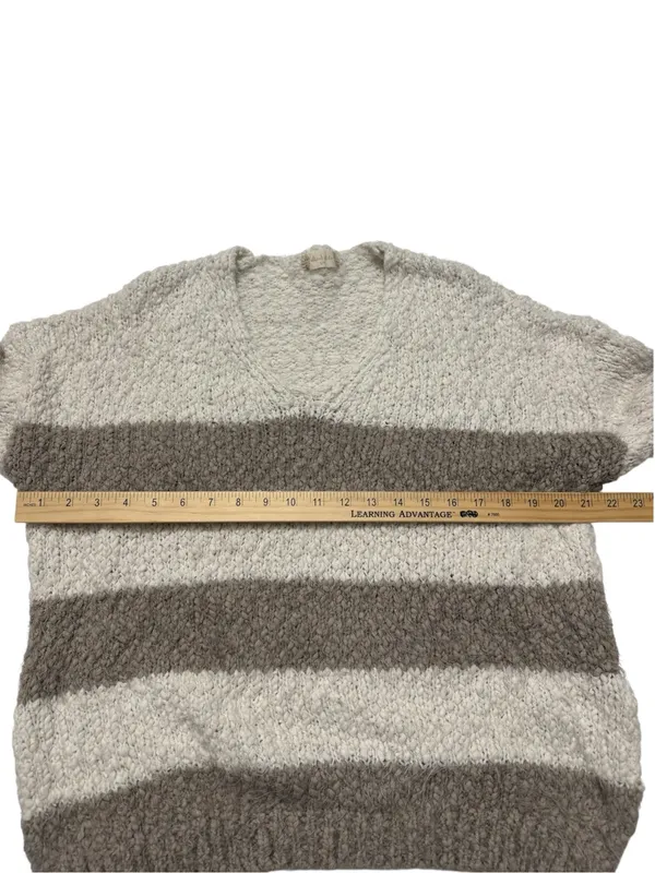 Altar'd State Cream & Taupe Striped V-Neck Sweater - Image 7
