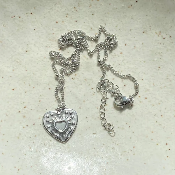 Handmade stainless steel celestial whimsical boho heart necklace🌟 - Image 4