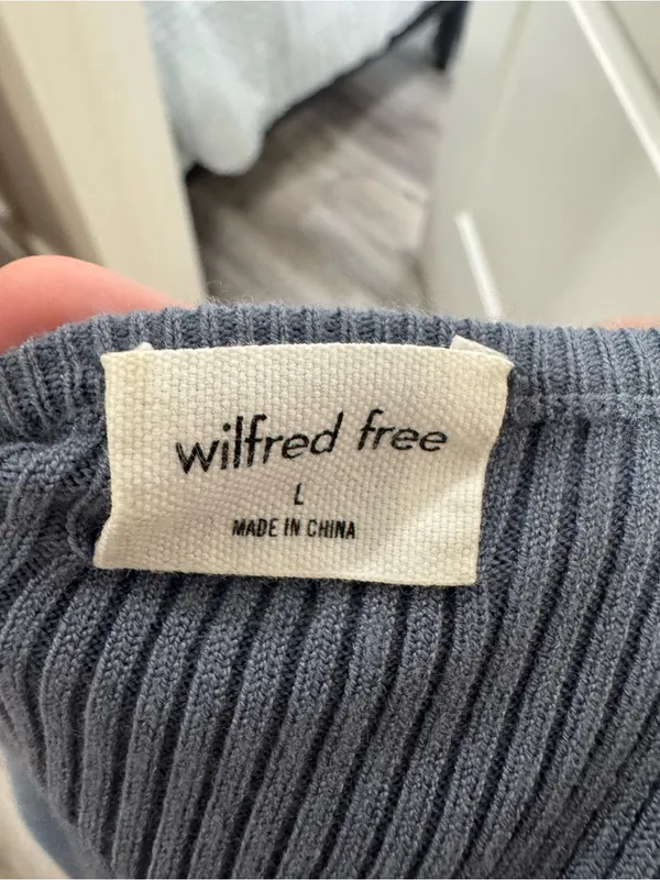 Aritzia Wilfred Free Cut-Out Knit Mini Dress in Dune‎ Blue Size Large - Image 4