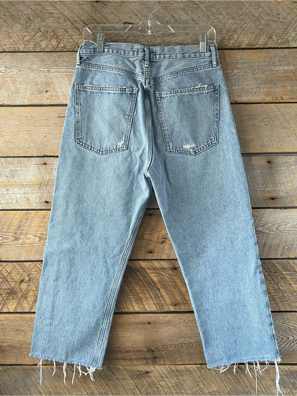 AGOLDE 90s Pinch Frayed Hem High Rise Straight Cropped Denim Jeans Sz 29 *READ* - Image 4