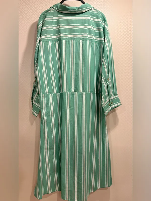 NWT Anthropologie Mint Green and White Striped Midi Shirt Dress Cotton - Image 6