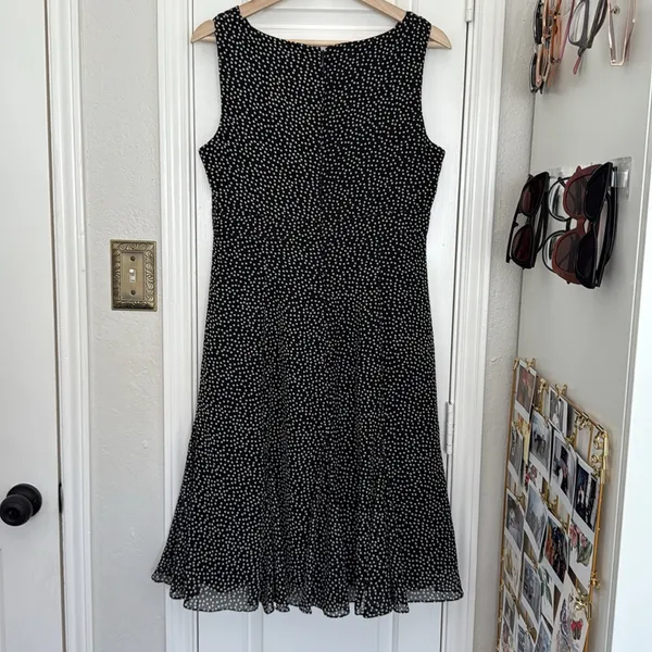 Chaps trumpet hem polka dot sleeveless midi dress - Image 6