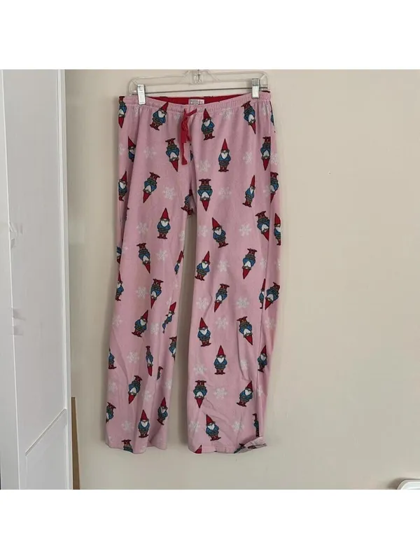 🇺🇸Lounge affair pink gnome and snowflake soft fleece like pajama SET - Image 8